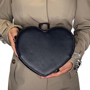 Ellis Brooklyn Black Heart Shaped Purse with Chain Strap